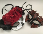 Red masquerade ball party mask flower pearl Roman gladiator Thor Mask