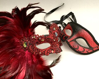 Red and Black Mens Masquerade MaskMasquerade Mask MensMasquerade MaskMasquerade Ball MaskMaskHalloween MaskMardi Gras Mask