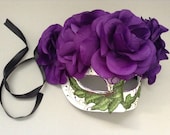 Purple flower Mask half face day of the dead dec and Costume Party wear