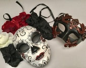 Dia De Los Muertos Black Red Roses Full Face Mask flower day of the dead deco and wearable mask