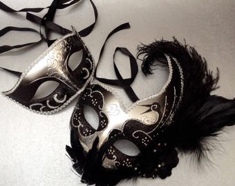 Silver Black New Year Party Christmas Masquerade ball mask Pair