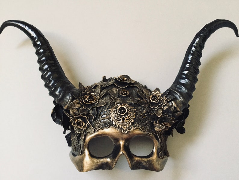 Ram Horn Mens Masquerade Ball Mask with Horns Etsy