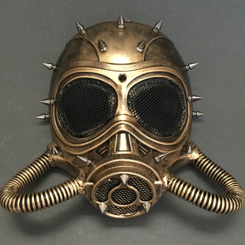 Steampunk Mask Respirator Full Gas Mask Metallic Bronze Spike Costume Cosplay Fully Adjustable Straps image 3