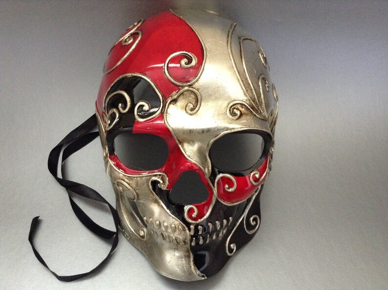 Couples Silver Red Masquerade Ball Mak Pair Mens Skeketon Mask