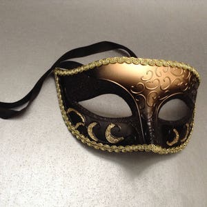 Black Gold Masquerade ball mask for Black Dress Formal Party Birthday Anniversay Celebration image 4