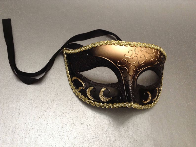 Black Gold Masquerade ball mask for Black Dress Formal Party Birthday Anniversay Celebration image 4