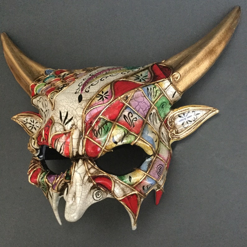 Style Gold Red Demon Devil Masquerade Ball Mask with Etsy