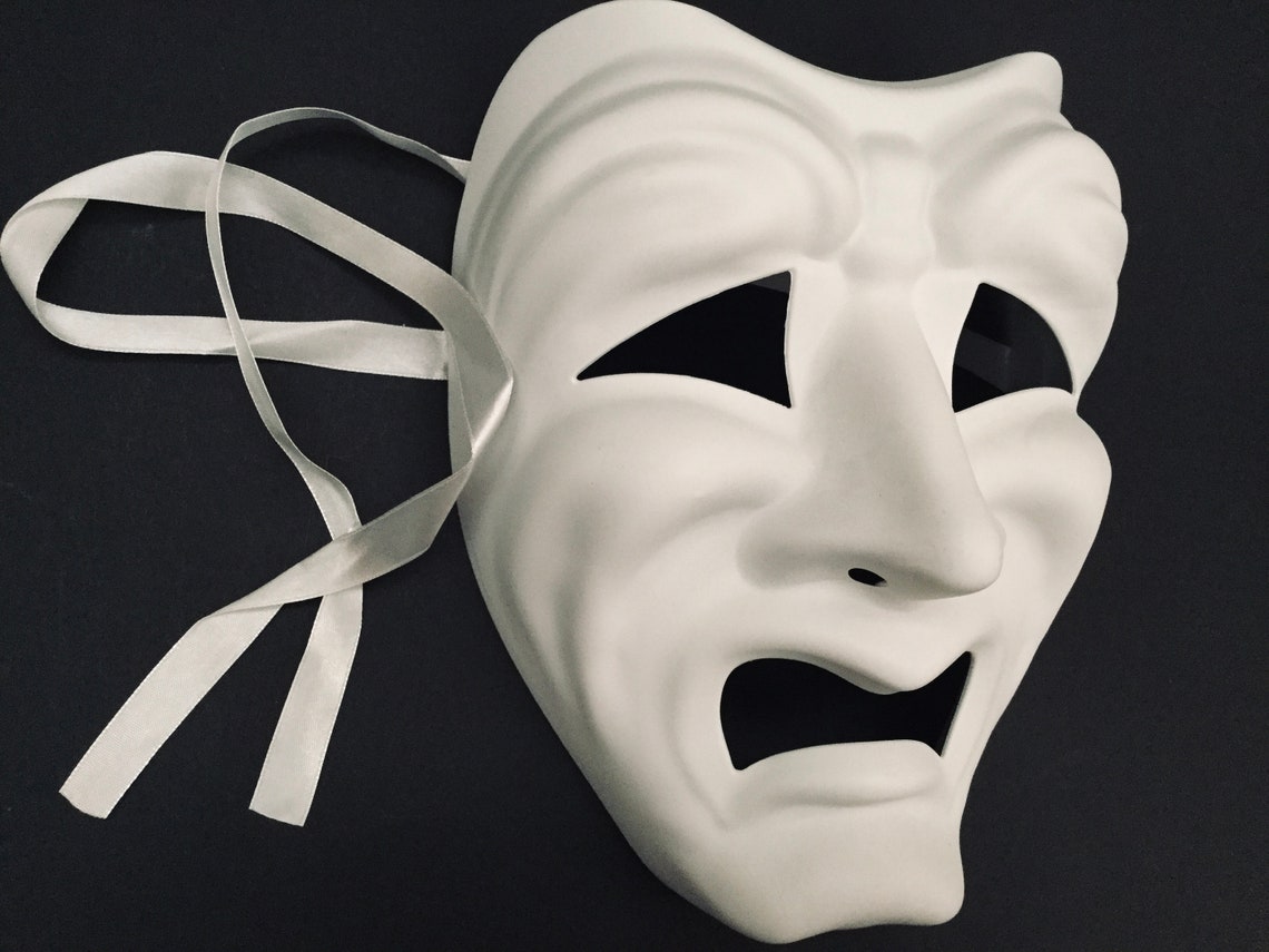 Comedy and Tragedy Masks Full Face Sad Happy Smile Face DIY Etsy