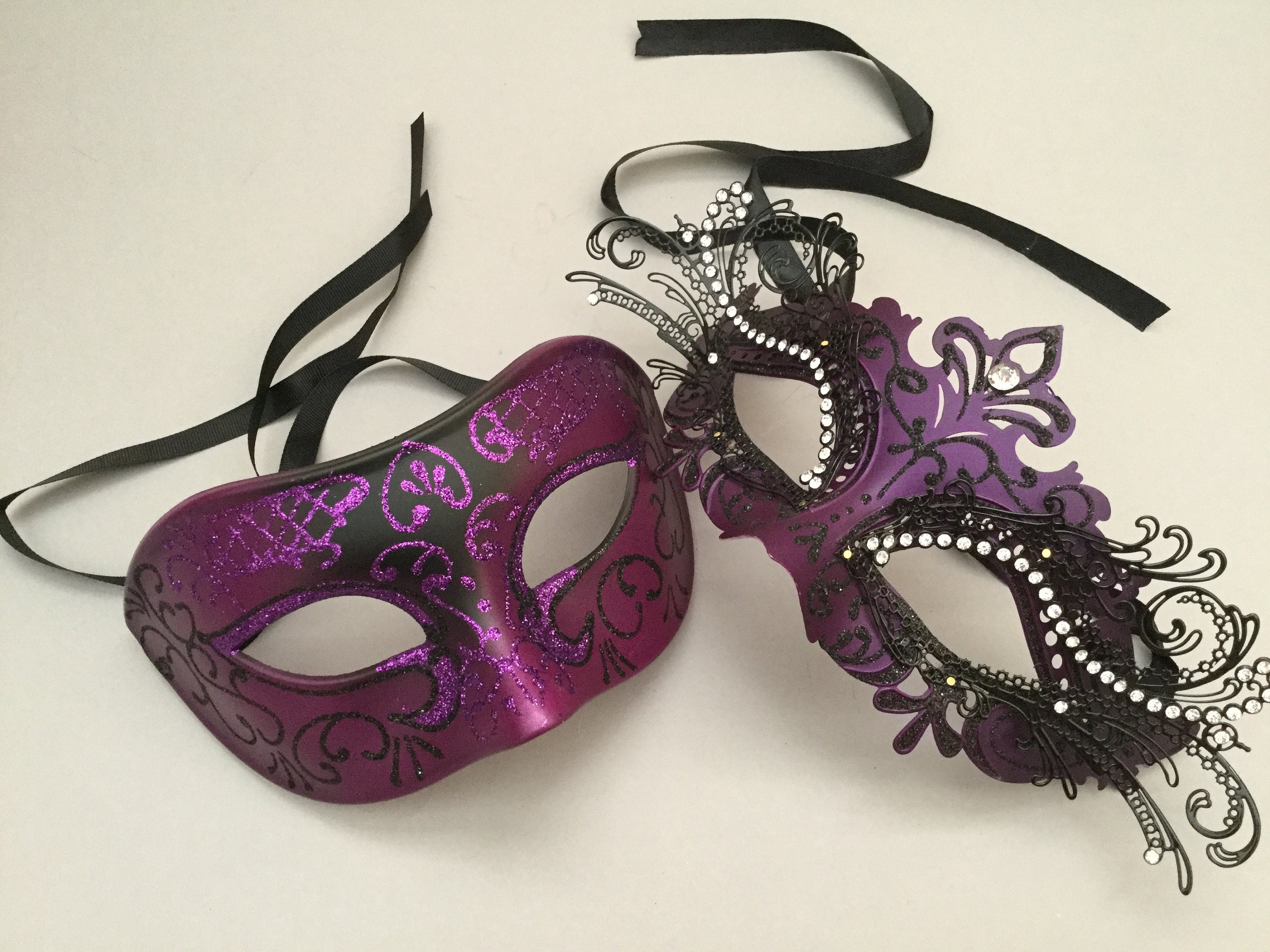 Couple Dark Purple Masquerade Ball Mask Costume Dress up Mardi Etsy