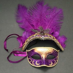 Mardi Gras Masquerade Purple Feather Headpiece Carnival Cosplay Dress up