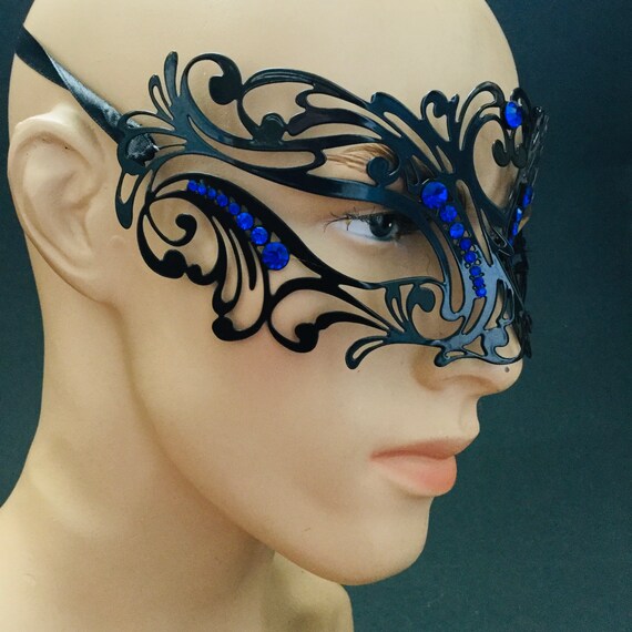 Black Masquerade Laser Cut Metal Eye Mask for Men Women Dress Etsy