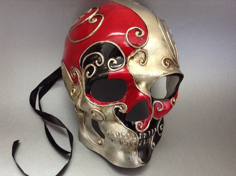 Couples Silver Red Masquerade Ball Mak Pair Mens Skeketon Mask