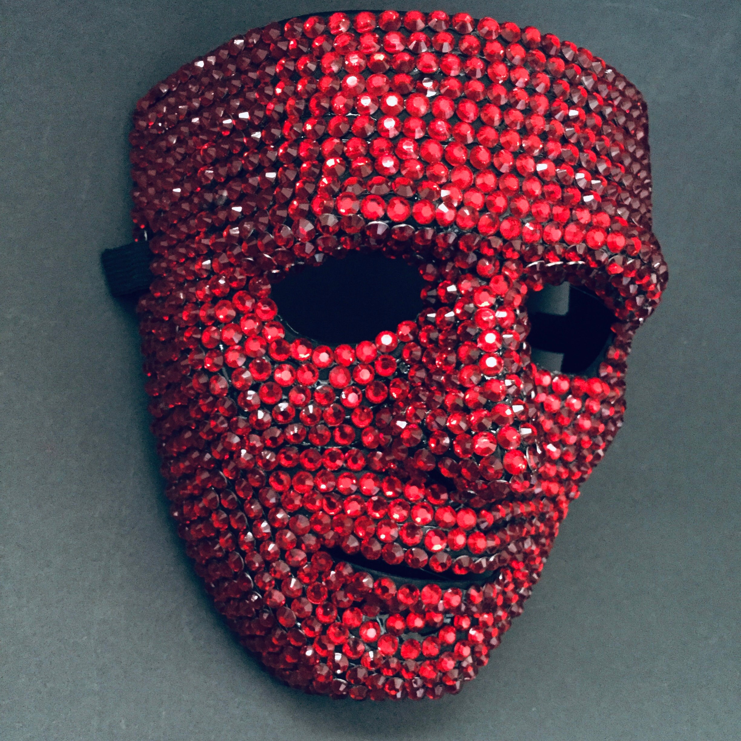 Rhinestone Face Mask Full Face Halloween Mask with Crystal Etsy