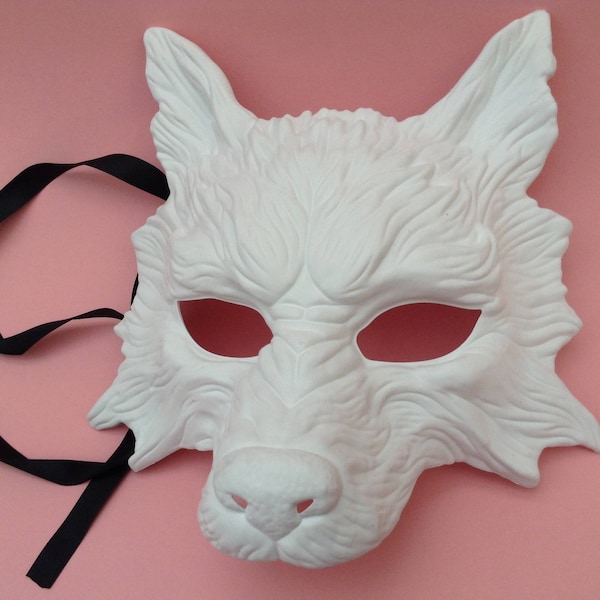 DIY Masque de loup blanc à monter soi-même Base en résine de qualité Facile à peindre