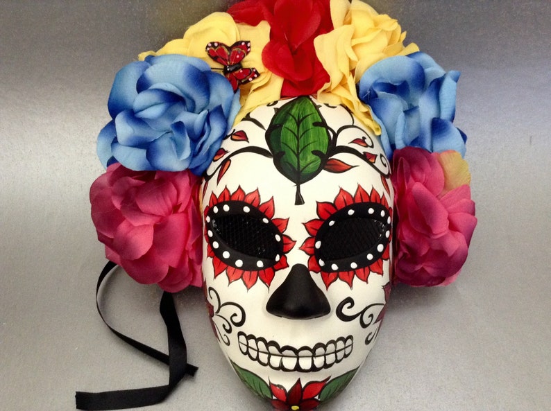 Dia De Los Muertos Flower Full face Mask day of the dead deco and wearable mask