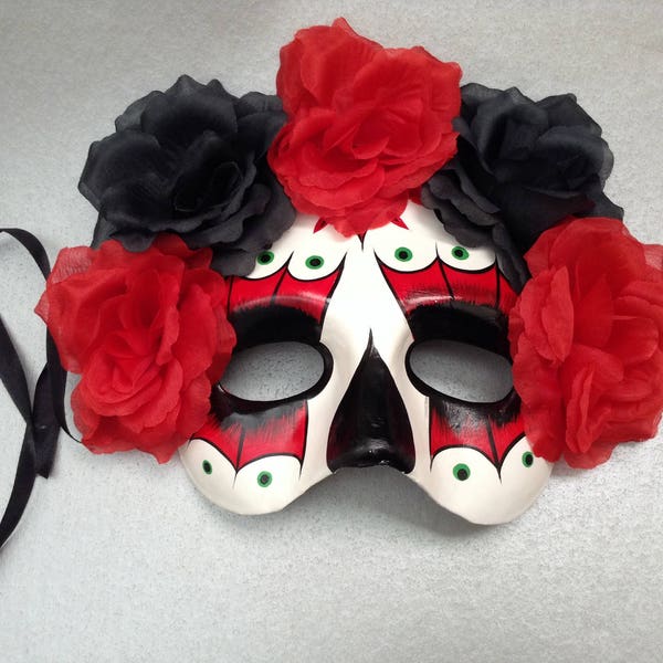 Dia De Los Muertos Halb gesicht Sugar Skull Maske Blume Tag der Toten Deko und tragbare Maske