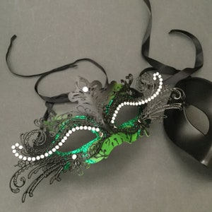 Couples Emerald Green Masquerade ball Party Mask Pair