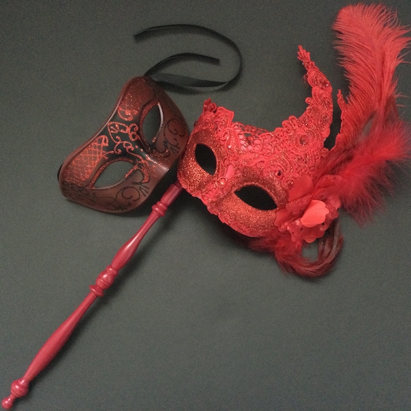 Red Masquerade ball lace mask for Birthday Christmas New Year Costume Party Valentines Gift