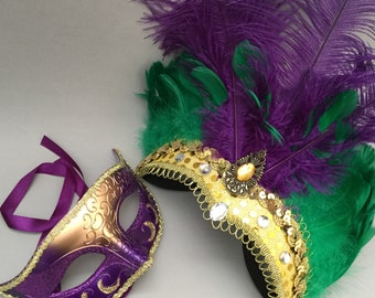 Mardi Gras Masquerade Purple Feather Headpiece Carnival Cosplay Dress up