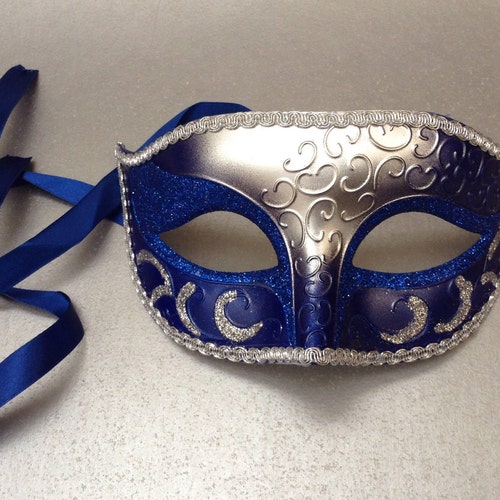 Dark Blue Mens Masquerade Ball Party Mask Pair - Etsy