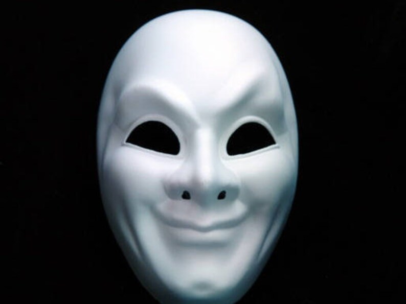 Halloween White Smiling Full Face Joker Mask DIY Mask Base Etsy