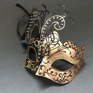 Couples Black Gold Masquerade Eye Butterfly Mask Pair