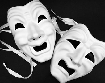 Comedy and tragedy masks Full Face Sad Happy Smile Face DIY mask base