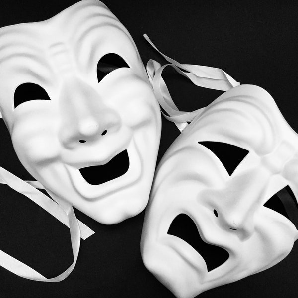 Comedy and tragedy masks Full Face Sad Happy Smile Face DIY mask base