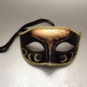 Black Gold Masquerade ball mask for Black Dress Formal Party Birthday Anniversay Celebration image 3