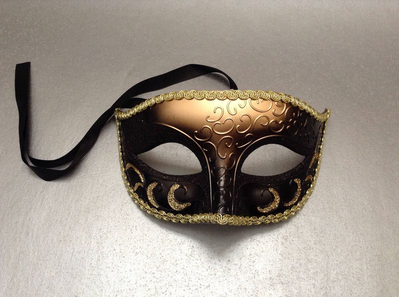 Black Gold Masquerade ball mask for Black Dress Formal Party Birthday Anniversay Celebration image 3