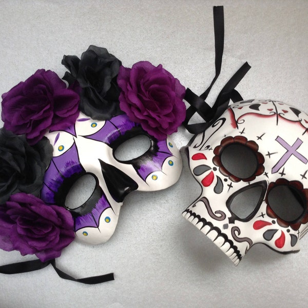 Dia De Los Muertos gemalt Hälfte Gesicht Zucker Schädel Maske Blume Tag der Toten Deko und tragbare Maske
