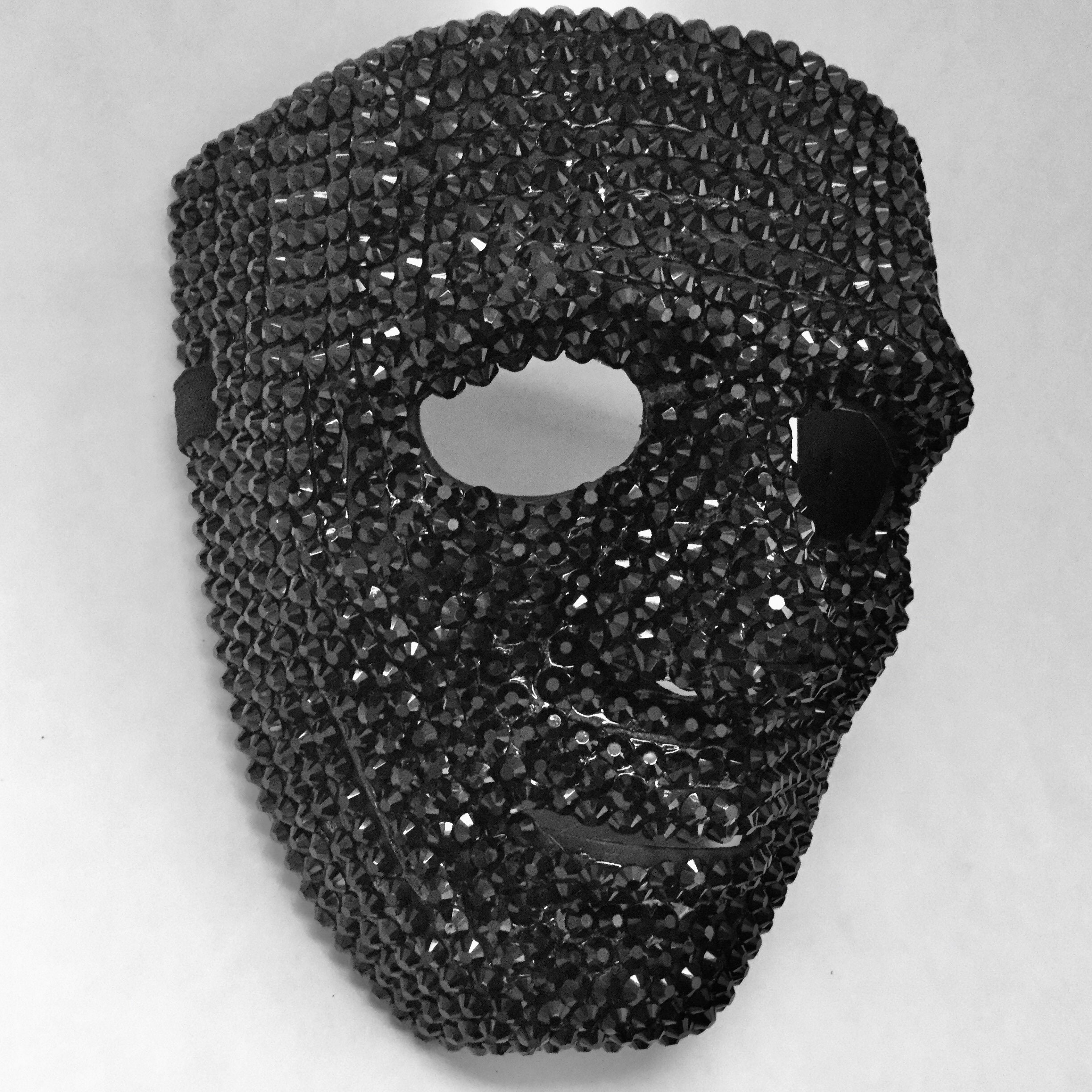 Rhinestone Face Mask Full Face Halloween Mask with Crystal Etsy