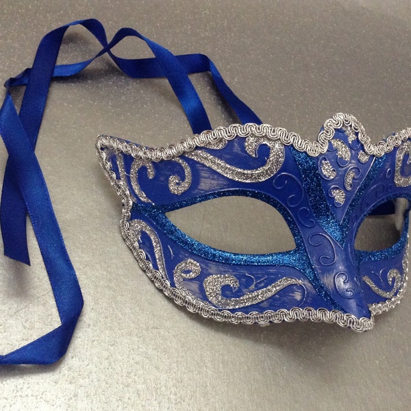 Daddy Daughters Silver Blue Masquerade ball Eye Mask Pair