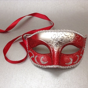 Silver Red Men’s Masquerade ball Eye Mask Birthday Dance Performance Boys school party