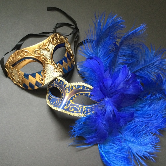 Masque Arlequin Carnaval Bleu
