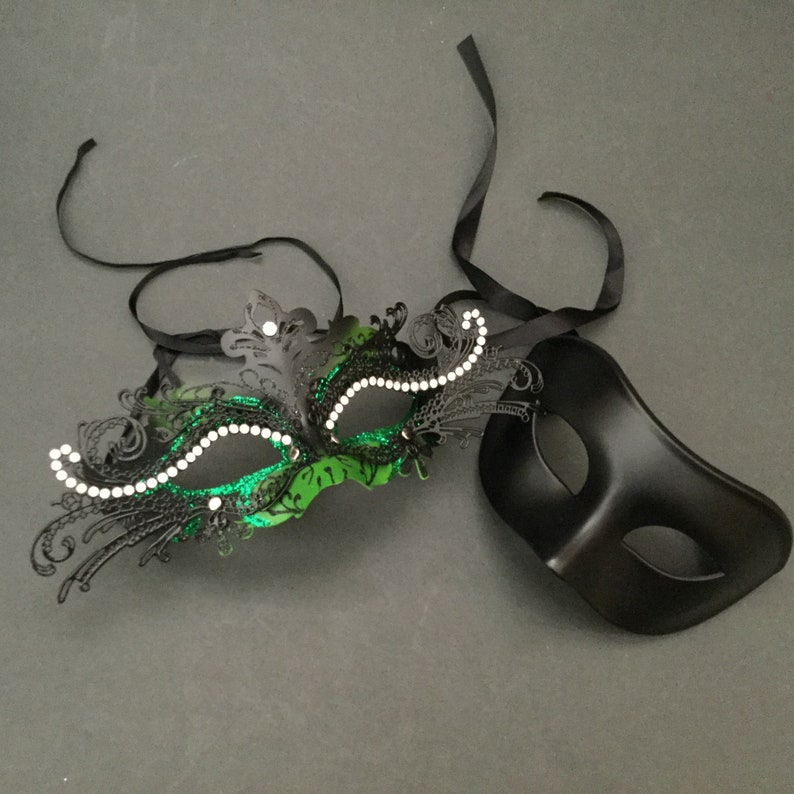 Couples Emerald Green Masquerade Ball Party Mask Pair Etsy