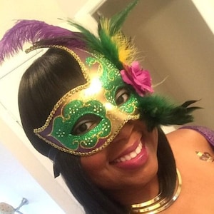 Mardi Gras Masquerade ball mask Purple Green Carnival Dres up