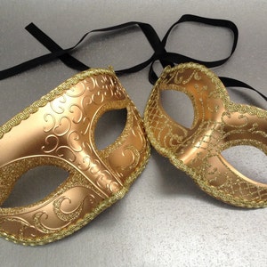 Couples Gold Men's Masquerade ball Eye Mask Pair