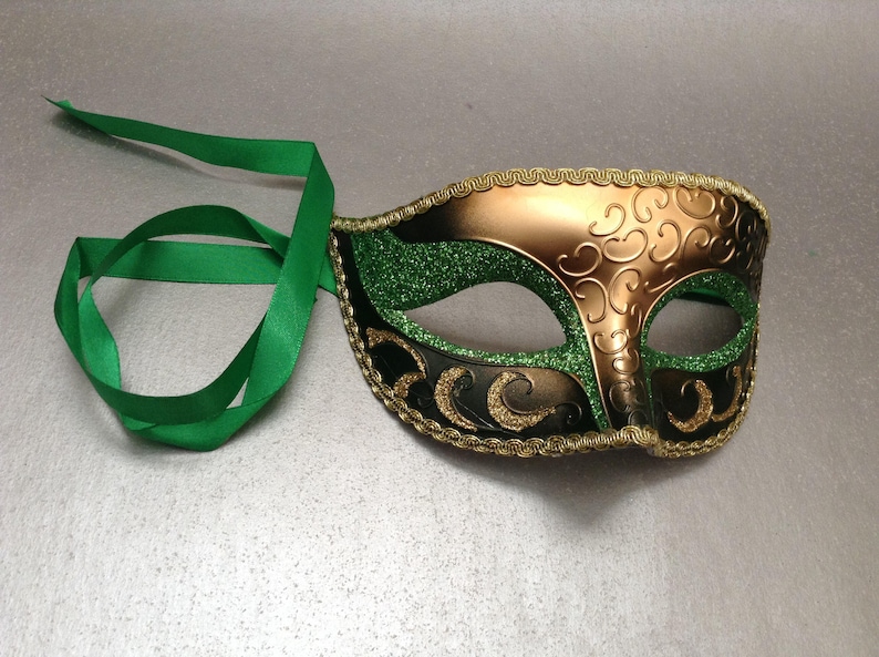 Mardi Gras Masquerade ball mask Purple Green Carnival Dress up Parade Party