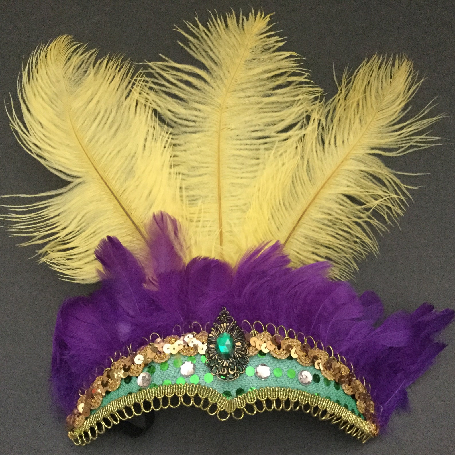 Mardi Gras Masquerade Feather Headband Headpiece Carnival Etsy