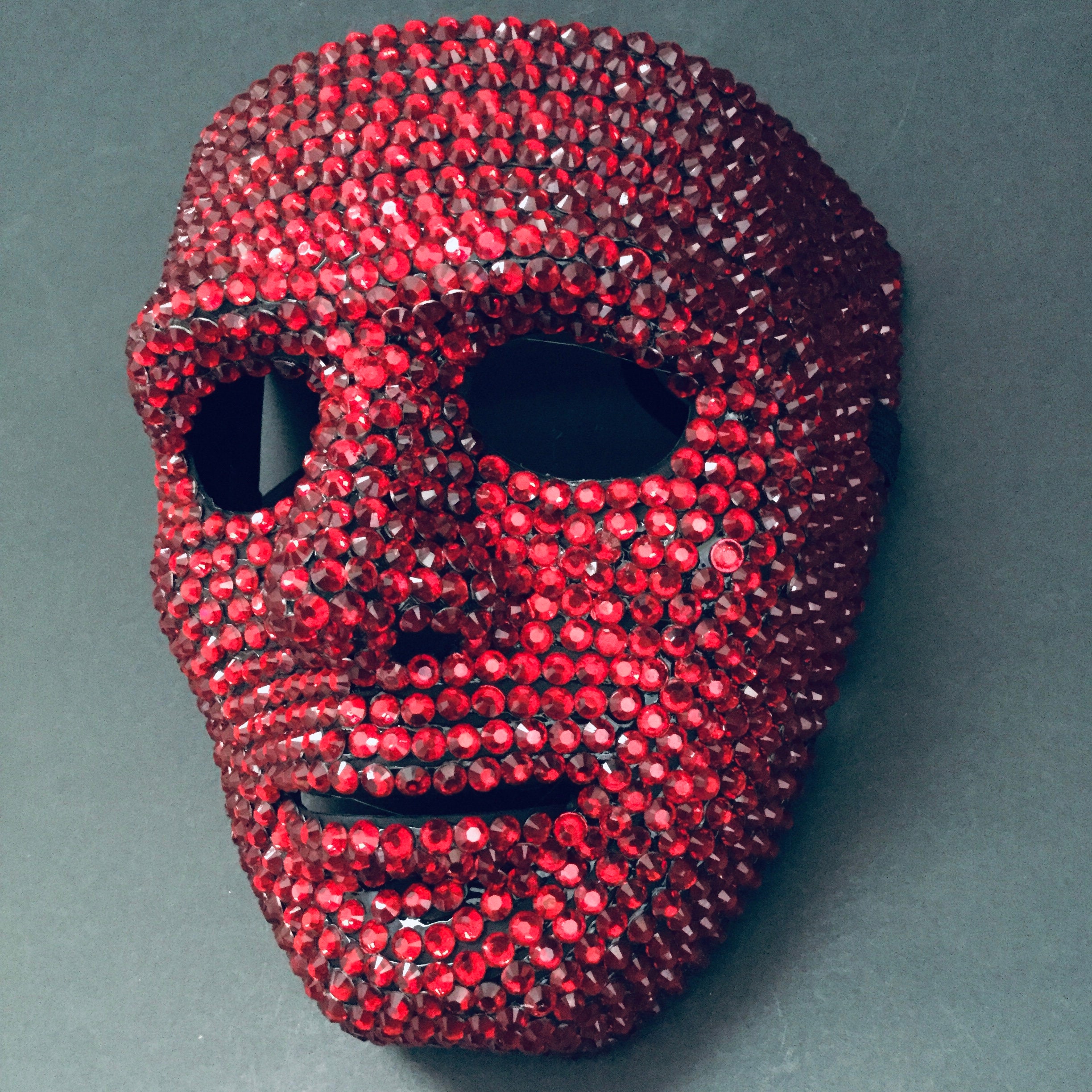 Rhinestone Face Mask Full Face Halloween Mask with Crystal Etsy