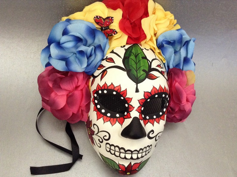 Dia De Los Muertos Flower Full face Mask day of the dead deco and wearable mask