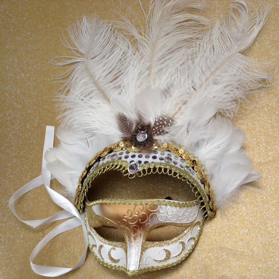 Mascarade Plume Blanche Coiffe Carnaval Cosplay Habillement 