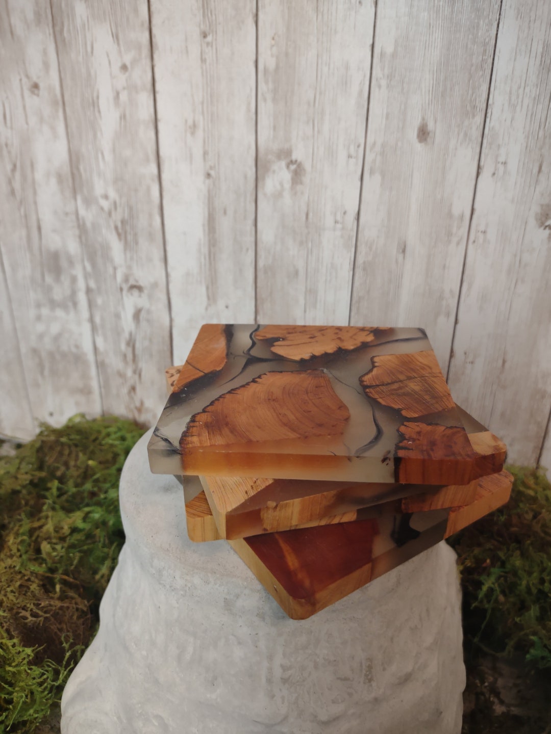 Individual Wooden Coasters 4, Epoxy Resin Coaster, Cedar Wood Coaster