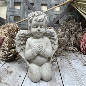 Angel Figure, Concrete Praying Angel, Office Decor , Home Decor , Modern , Handmade, Garden Accents, Angel