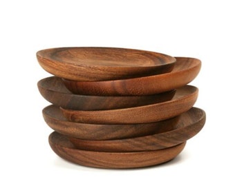 Acacia Wood Round Plate Serving Tray Wooden Platter Home Cheese Dishes