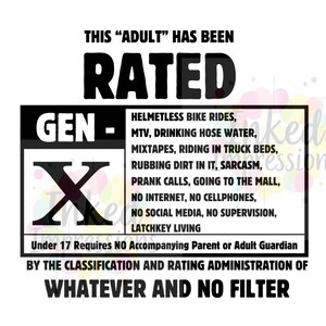 Rated GEN X SVG PNG, Gen-X Design (Instant Download) image 2