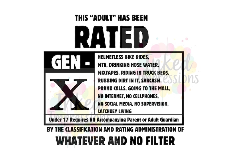 Rated GEN X SVG PNG, Gen-X Design (Instant Download) image 2