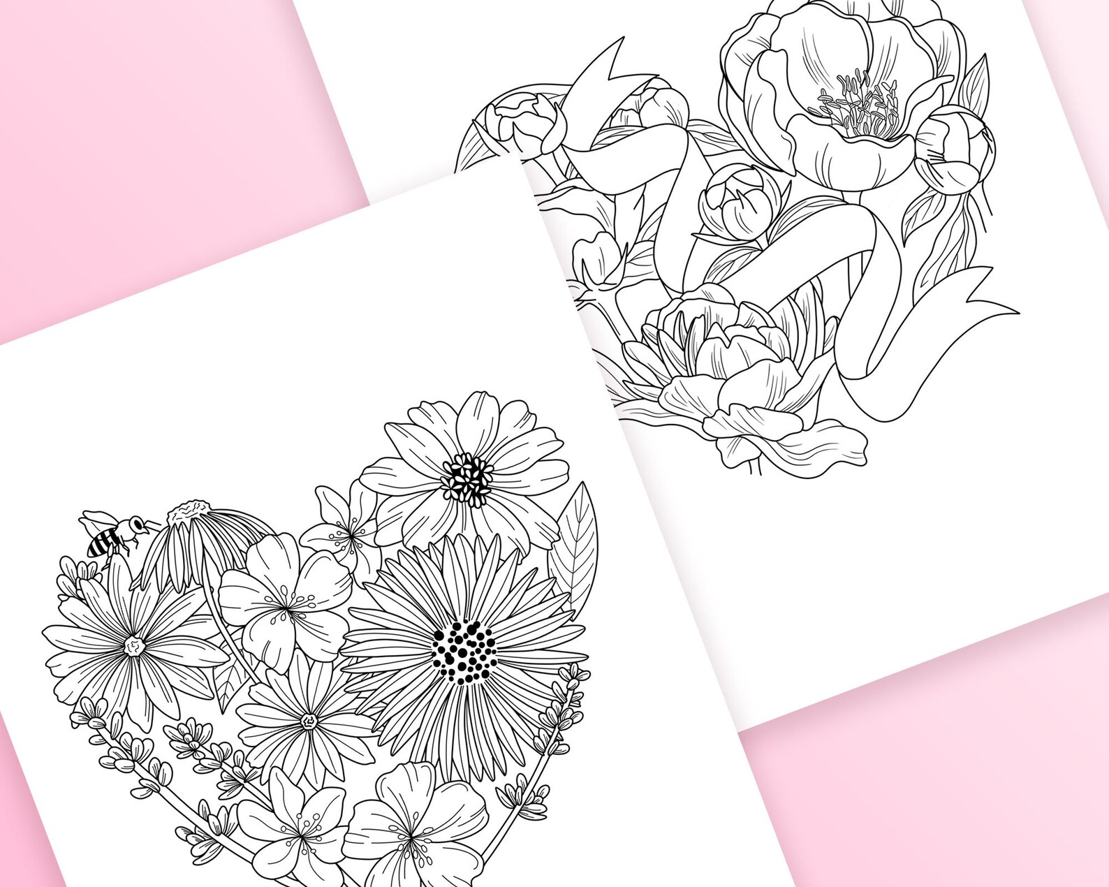 Valentine Blooms, Love, Flowers, Coloring Pages, Coloring Sheets, PDF ...