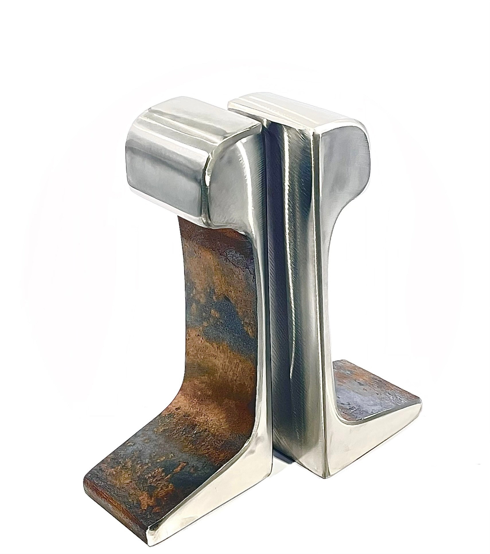Small Antique Railroad Bookends - Polished Tops